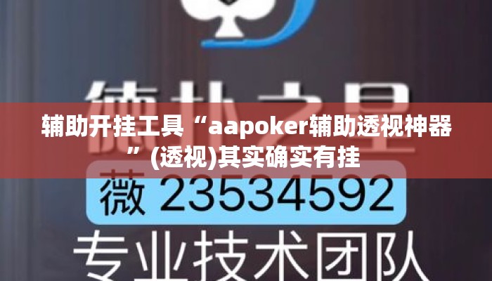 辅助开挂工具“aapoker辅助透视神器”(透视)其实确实有挂 
