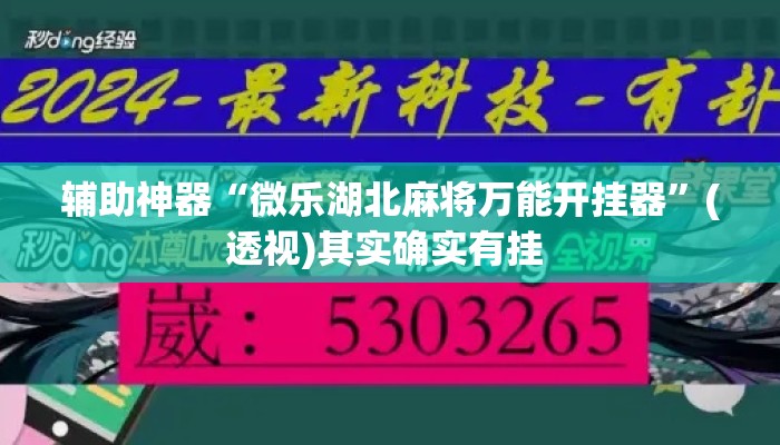 辅助神器“微乐湖北麻将万能开挂器	”(透视)其实确实有挂 