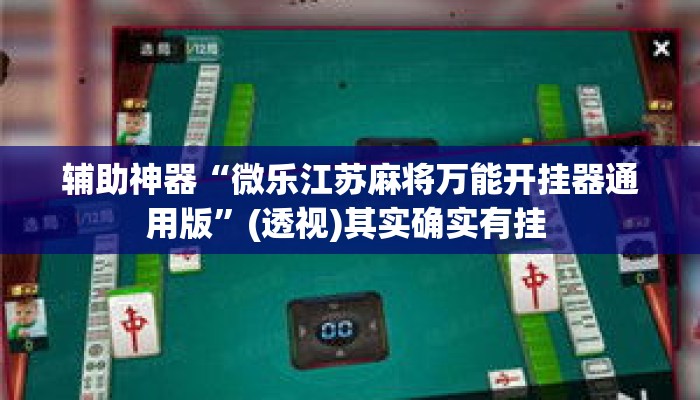 辅助神器“微乐江苏麻将万能开挂器通用版”(透视)其实确实有挂 