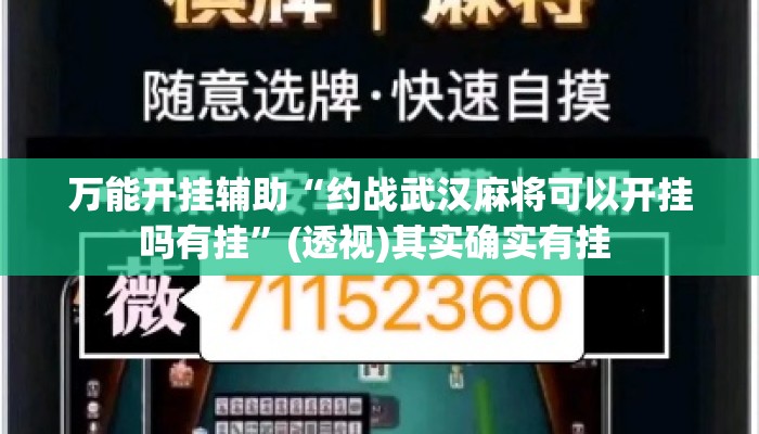 万能开挂辅助“约战武汉麻将可以开挂吗有挂”(透视)其实确实有挂 