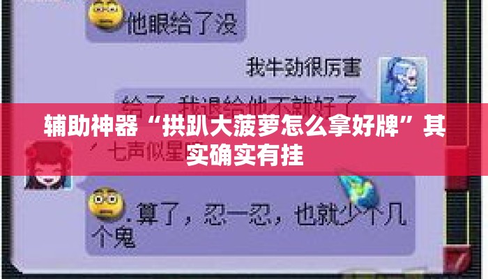 辅助神器“拱趴大菠萝怎么拿好牌	”其实确实有挂
