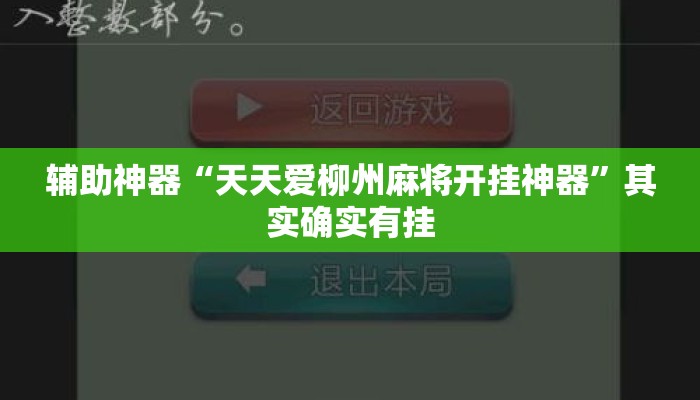 辅助神器“天天爱柳州麻将开挂神器”其实确实有挂
