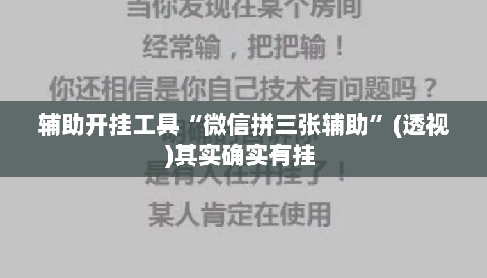 辅助开挂工具“微信拼三张辅助”(透视)其实确实有挂 
