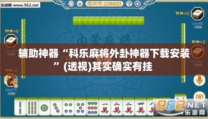 辅助神器“科乐麻将外卦神器下载安装”(透视)其实确实有挂 