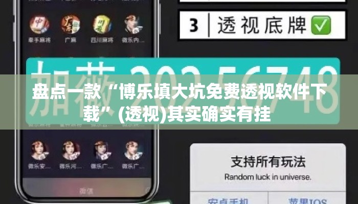 盘点一款“博乐填大坑免费透视软件下载”(透视)其实确实有挂 