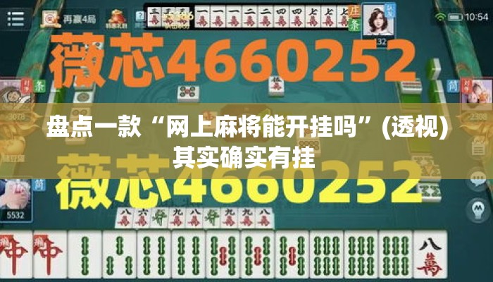 盘点一款“网上麻将能开挂吗”(透视)其实确实有挂 