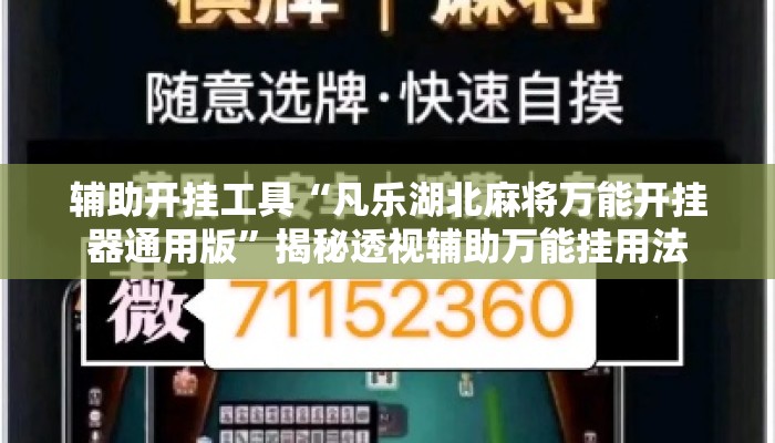 辅助开挂工具“凡乐湖北麻将万能开挂器通用版”揭秘透视辅助万能挂用法