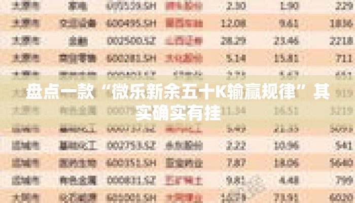盘点一款“微乐新余五十K输赢规律”其实确实有挂