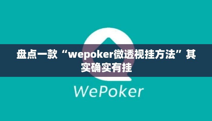 盘点一款“wepoker微透视挂方法	”其实确实有挂