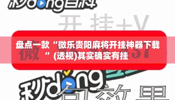 盘点一款“微乐贵阳麻将开挂神器下载”(透视)其实确实有挂 