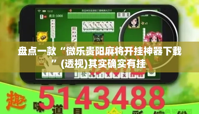 盘点一款“微乐贵阳麻将开挂神器下载”(透视)其实确实有挂 