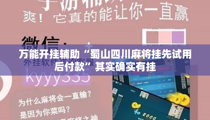 万能开挂辅助“蜀山四川麻将挂先试用后付款	”其实确实有挂