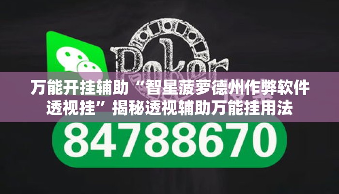 万能开挂辅助“智星菠萝德州作弊软件透视挂”揭秘透视辅助万能挂用法