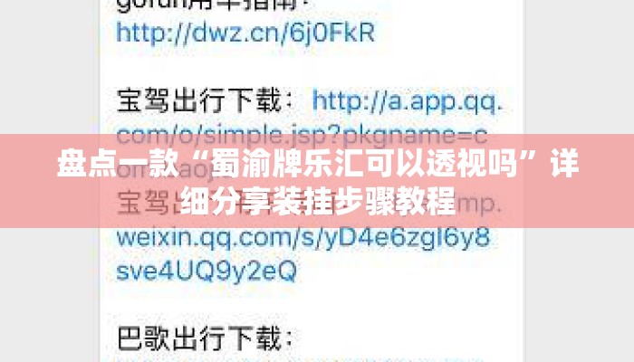 盘点一款“蜀渝牌乐汇可以透视吗	”详细分享装挂步骤教程