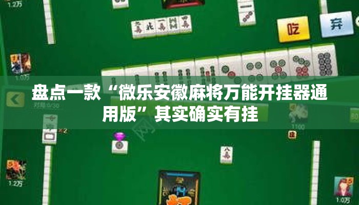 盘点一款“微乐安徽麻将万能开挂器通用版”其实确实有挂