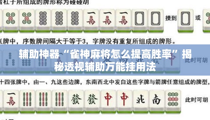 辅助神器“雀神麻将怎么提高胜率	”揭秘透视辅助万能挂用法