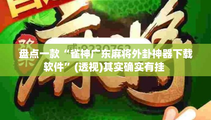 盘点一款“雀神广东麻将外卦神器下载软件”(透视)其实确实有挂 