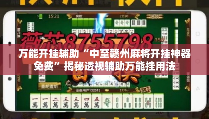 万能开挂辅助“中至赣州麻将开挂神器免费”揭秘透视辅助万能挂用法