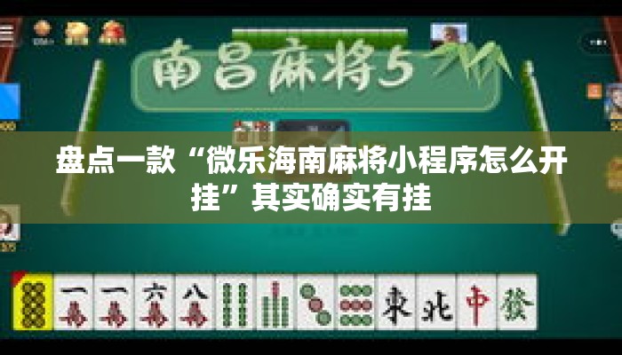 盘点一款“微乐海南麻将小程序怎么开挂”其实确实有挂