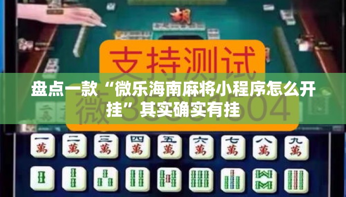 盘点一款“微乐海南麻将小程序怎么开挂”其实确实有挂
