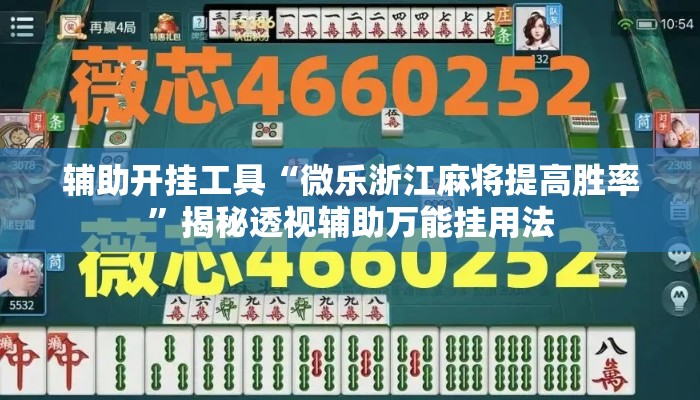 辅助开挂工具“微乐浙江麻将提高胜率”揭秘透视辅助万能挂用法