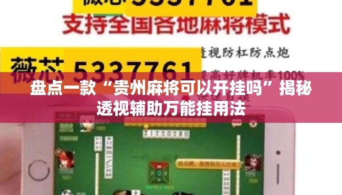 盘点一款“贵州麻将可以开挂吗”揭秘透视辅助万能挂用法