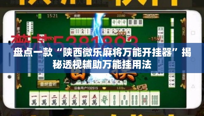 盘点一款“陕西微乐麻将万能开挂器”揭秘透视辅助万能挂用法