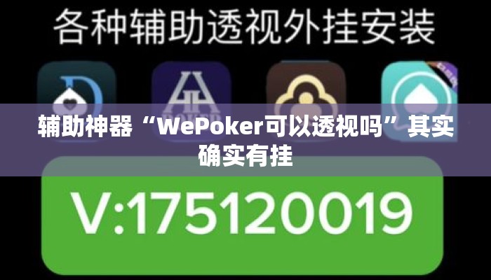 辅助神器“WePoker可以透视吗	”其实确实有挂