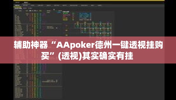 辅助神器“AApoker德州一键透视挂购买”(透视)其实确实有挂 