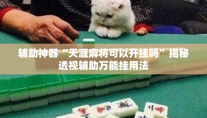 辅助神器“天涯麻将可以开挂吗	”揭秘透视辅助万能挂用法