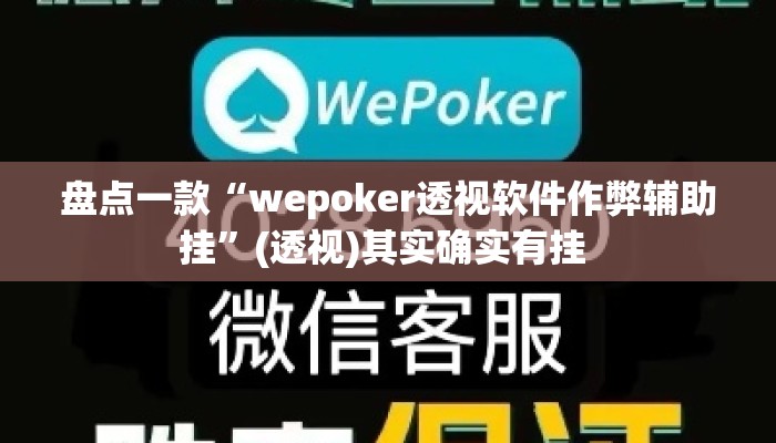 盘点一款“wepoker透视软件作弊辅助挂	”(透视)其实确实有挂 