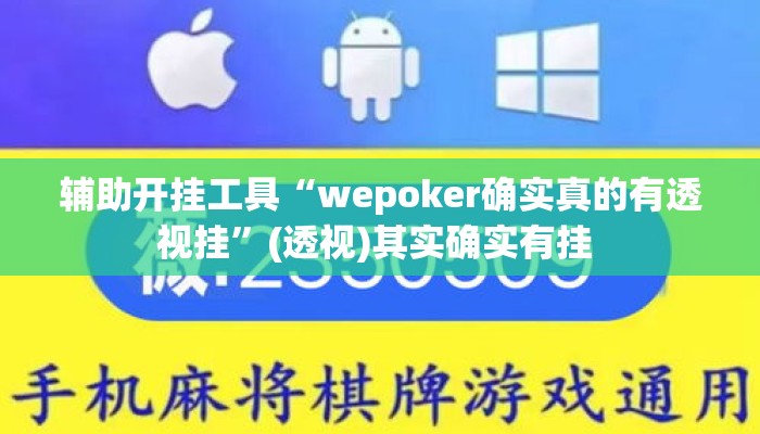 辅助开挂工具“wepoker确实真的有透视挂	”(透视)其实确实有挂 