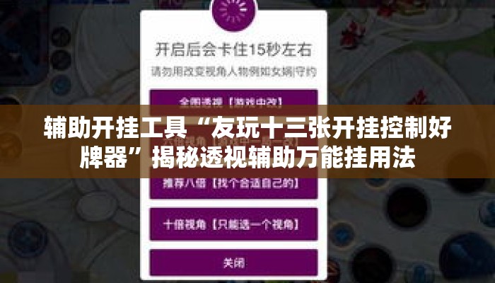 辅助开挂工具“友玩十三张开挂控制好牌器”揭秘透视辅助万能挂用法