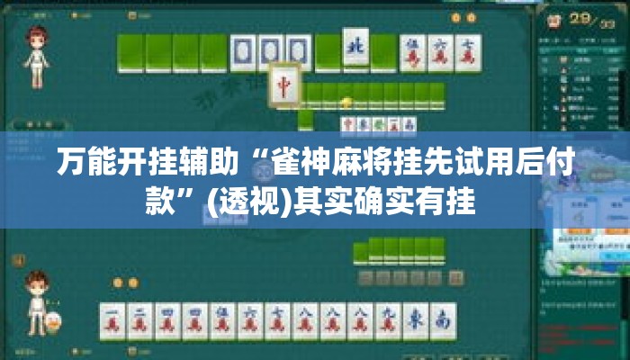 万能开挂辅助“雀神麻将挂先试用后付款”(透视)其实确实有挂 