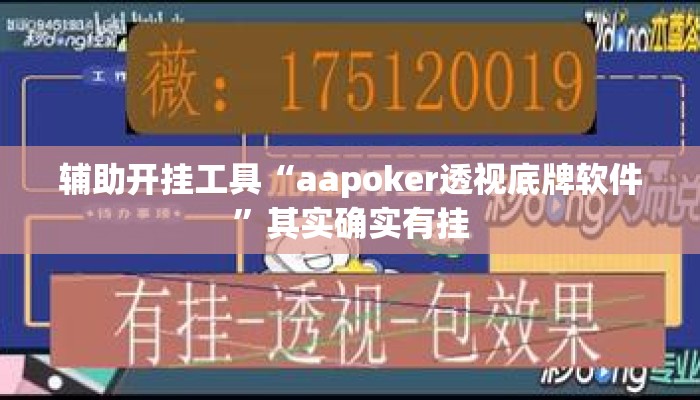 辅助开挂工具“aapoker透视底牌软件”其实确实有挂