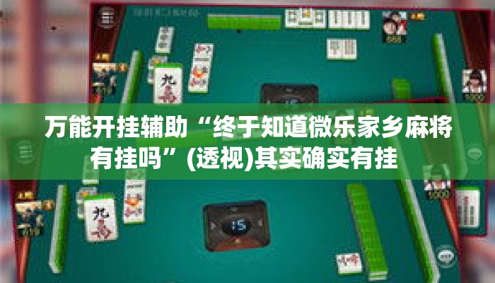 万能开挂辅助“终于知道微乐家乡麻将有挂吗	”(透视)其实确实有挂 