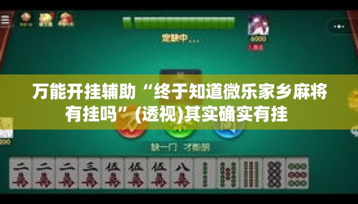 万能开挂辅助“终于知道微乐家乡麻将有挂吗”(透视)其实确实有挂 