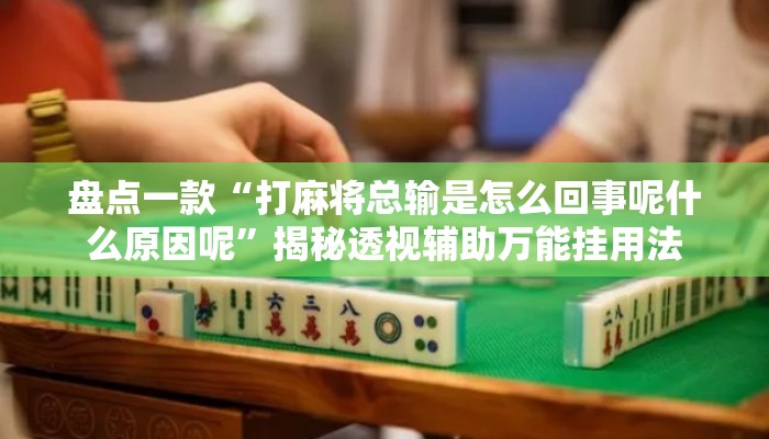 盘点一款“打麻将总输是怎么回事呢什么原因呢	”揭秘透视辅助万能挂用法