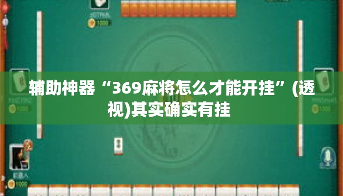 辅助神器“369麻将怎么才能开挂”(透视)其实确实有挂 