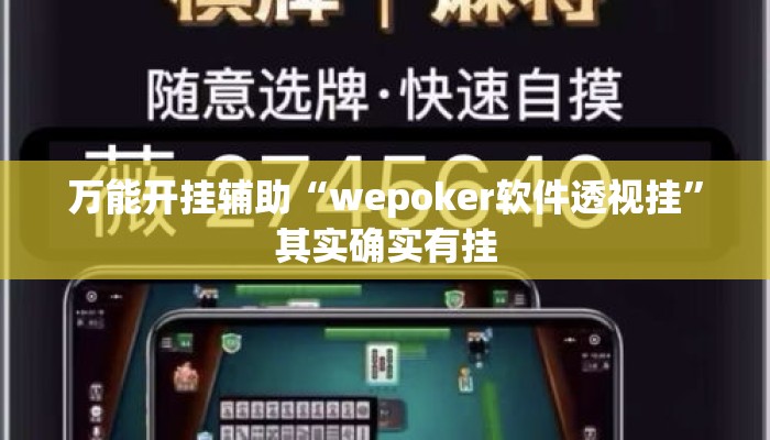 万能开挂辅助“wepoker软件透视挂”其实确实有挂