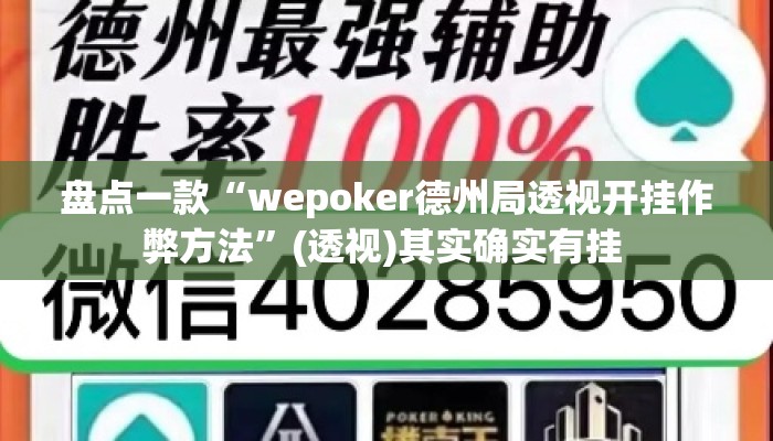 盘点一款“wepoker德州局透视开挂作弊方法	”(透视)其实确实有挂 