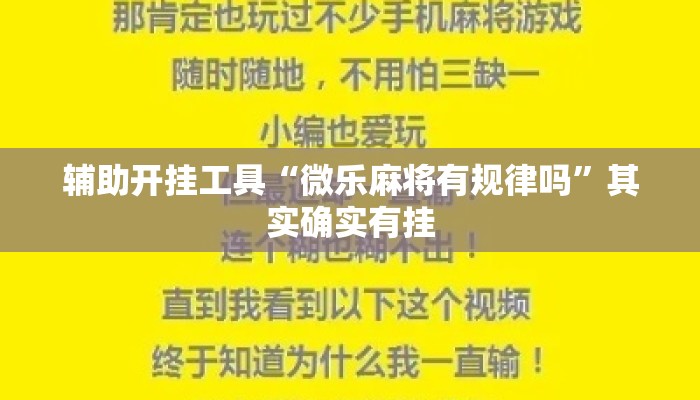 辅助开挂工具“微乐麻将有规律吗	”其实确实有挂
