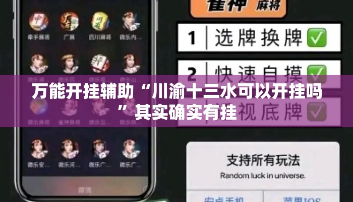 万能开挂辅助“川渝十三水可以开挂吗”其实确实有挂