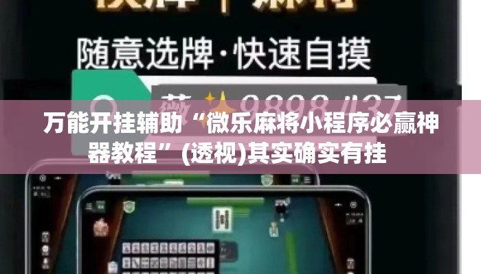 万能开挂辅助“微乐麻将小程序必赢神器教程	”(透视)其实确实有挂 