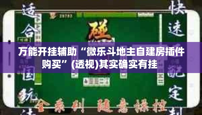 万能开挂辅助“微乐斗地主自建房插件购买”(透视)其实确实有挂 