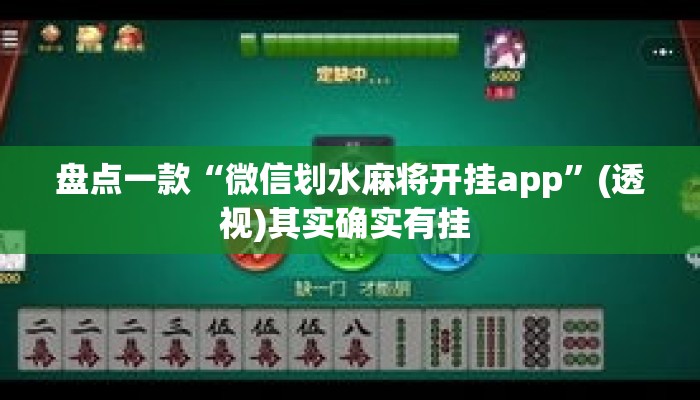盘点一款“微信划水麻将开挂app”(透视)其实确实有挂 