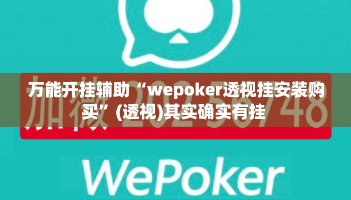 万能开挂辅助“wepoker透视挂安装购买”(透视)其实确实有挂 