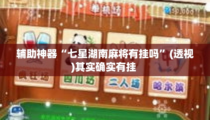 辅助神器“七星湖南麻将有挂吗	”(透视)其实确实有挂 