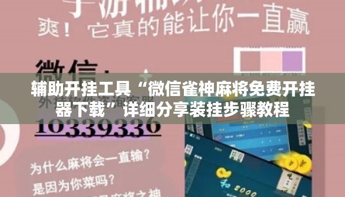 辅助开挂工具“微信雀神麻将免费开挂器下载”详细分享装挂步骤教程