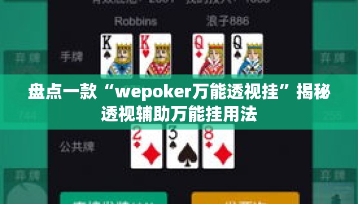盘点一款“wepoker万能透视挂	”揭秘透视辅助万能挂用法